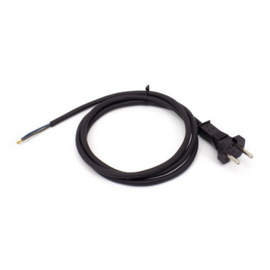 KABEL ZASILAJĄCY GUMA 2x1mm 1.5m Z WTYKIEM